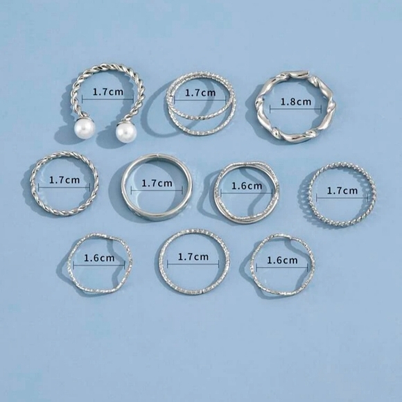 10pcs Silver Ring Set - Picture 3 of 3